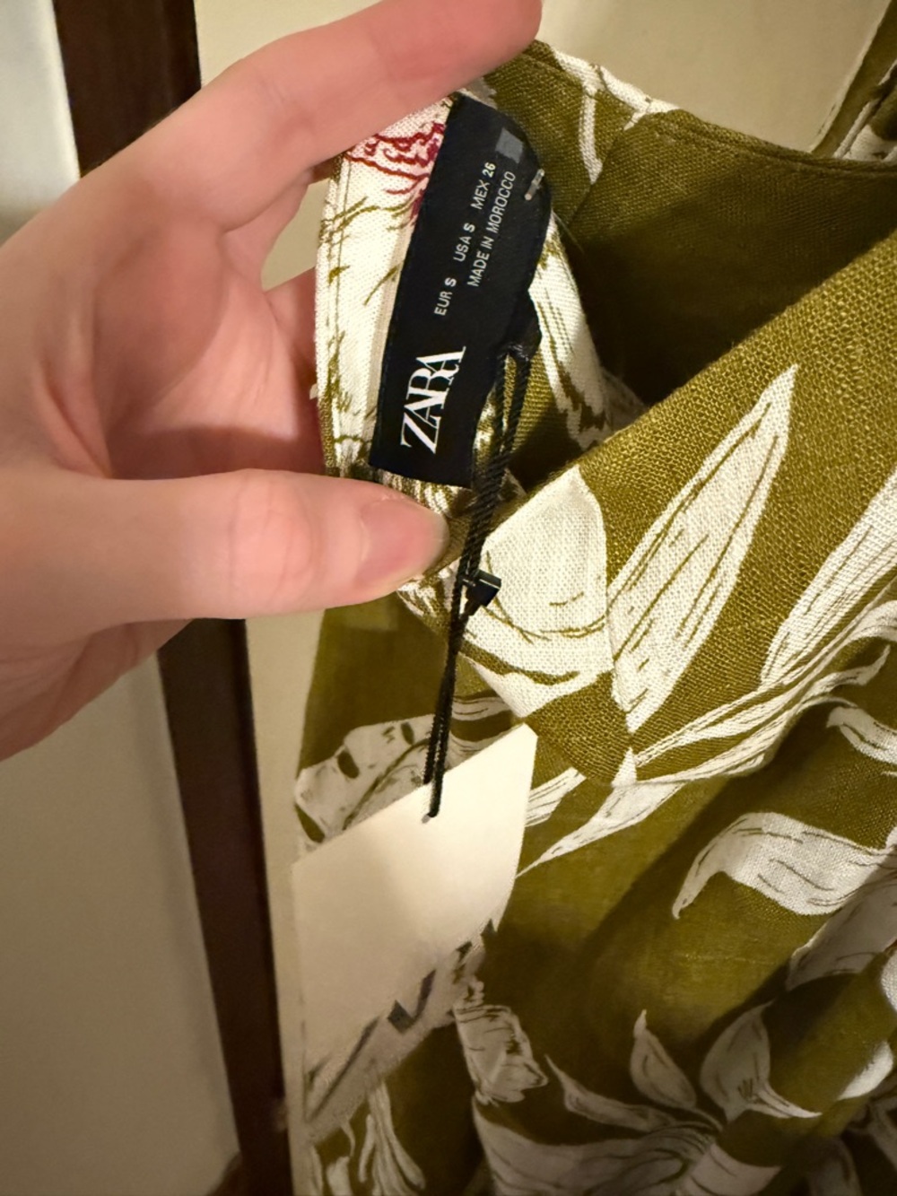 Zara Olive Green Floral Halter Midi Dress - Picture 9 of 9